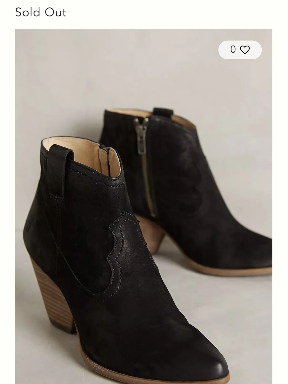 Frye Reina Bootie Black Suede Nubuck Western Ankle Boot Stacked Heel - 8.5